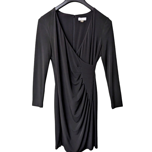 Calvin Klein Black Ruched Front Dress Size 8 - Picture 7 of 7